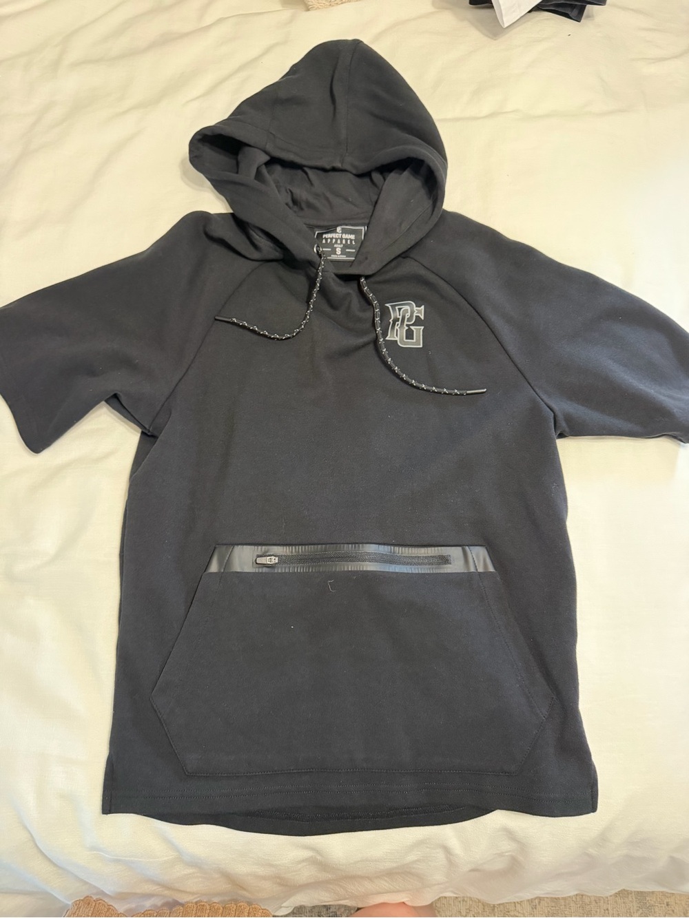 Perfect Game Apparel Black Short-Sleeve Hoodie with PG Monogram - Picture 2 of 4
